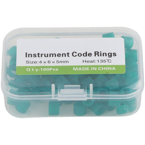 100 anneaux de code couleur dentaire en silicone non toxique, accessoires dentaires (vert)