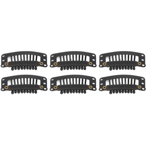 100 attaches à cheveux 9 dents noires 32mm, clips en U pour extensions capillaires et projets DIY