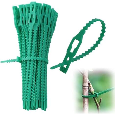 100 Attaches Plantes Réglables 17cm – Liens Réutilisables pour Plantes et Potager - Attache Tuteur Vert