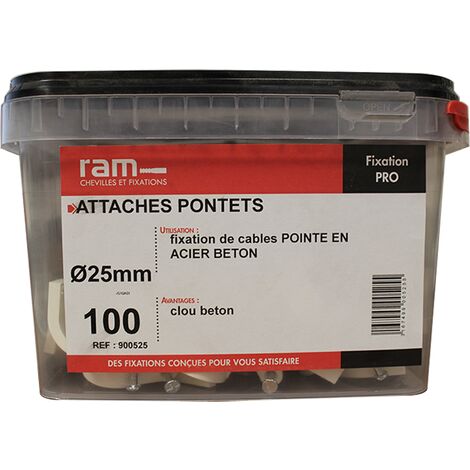 100 attaches pontet pour câbles et conduits Ø25 mm - Ram