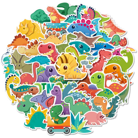 100 autocollants dinosaures mignons à faire soi-même, résistants à l'eau, pour cahiers, réfrigérateurs et valises, cadeaux de Noël