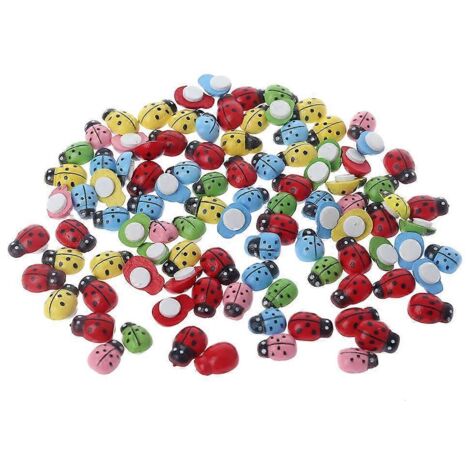 100 autocollants mini coccinelles, stickers adhésifs miniatures pour décoration de jardin féerique DIY, ornements de bricolage pour pots de fleurs.