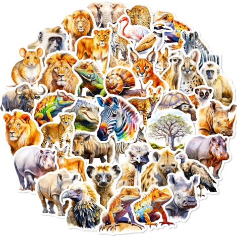 100 autocollants réalistes d'animaux africains à faire soi-même, résistants à l'eau, pour cahiers, réfrigérateurs et valises, cadeaux de Noël