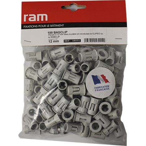 100 BAGCLIP adaptateurs pose CLIPEO et RAMCLIP dans plaques de plâtre - RAM
