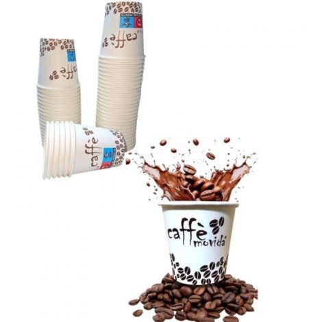 100 Bicchierini di caffè di carta Biodegradabili Per Caffe' Orzo 75ml Art.642356