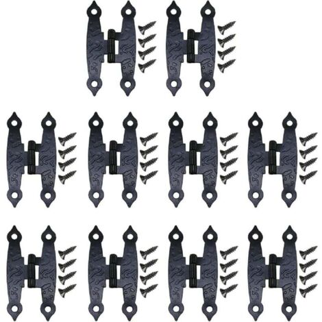 100 bisagras para gabinete con bisagra en H, bisagras negras, herrajes para gabinete con bisagra en H, herrajes para muebles con tornillos de 65 a 34 mm, adecuados para puertas de gabinete.