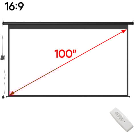 LIVINGANDHOME 100" Black 16:9 Electric Motorized Projector Screen with Remote