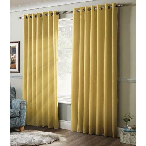 100% Blackout Eyelet Ring Top Curtains Ochre 41 x 54"