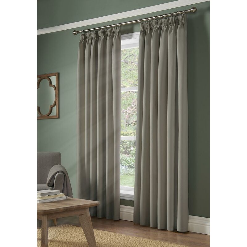 100% Blackout Pencil Pleat Taped Top Curtains Grey 61 x 90'
