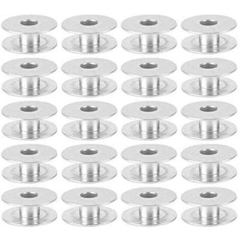 100 bobinas para máquina de coser, carrete de hilo de aluminio universal, bobina vacía para máquinas de coser planas, accesorios para máquinas de coser industriales.