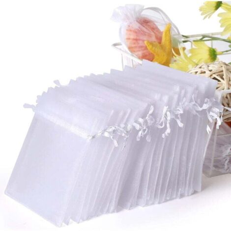 100 bolsas de organza blanca de 7 x 9 cm, bolsas de organza para regalo, bolsas para joyas, bolsas de boda, bolsas de lavanda, regalos de boda