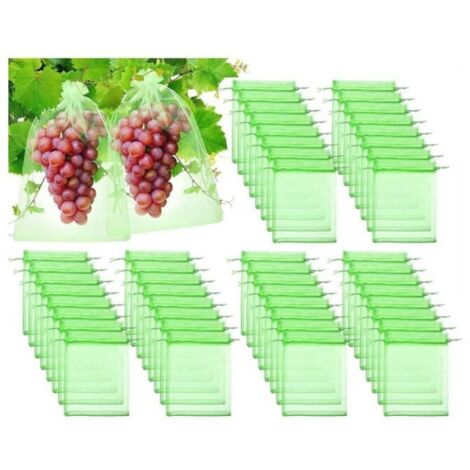 100 bolsas protectoras para frutas de 7 x 9 cm, bolsas protectoras para uvas de jardín, bolsas de organza con cordón antiavispas