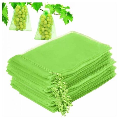 100 bolsas protectoras para uvas, bolsas protectoras para frutas y plantas de jardín, bolsas de malla para insectos con cordón, bolsas protectoras para frutas