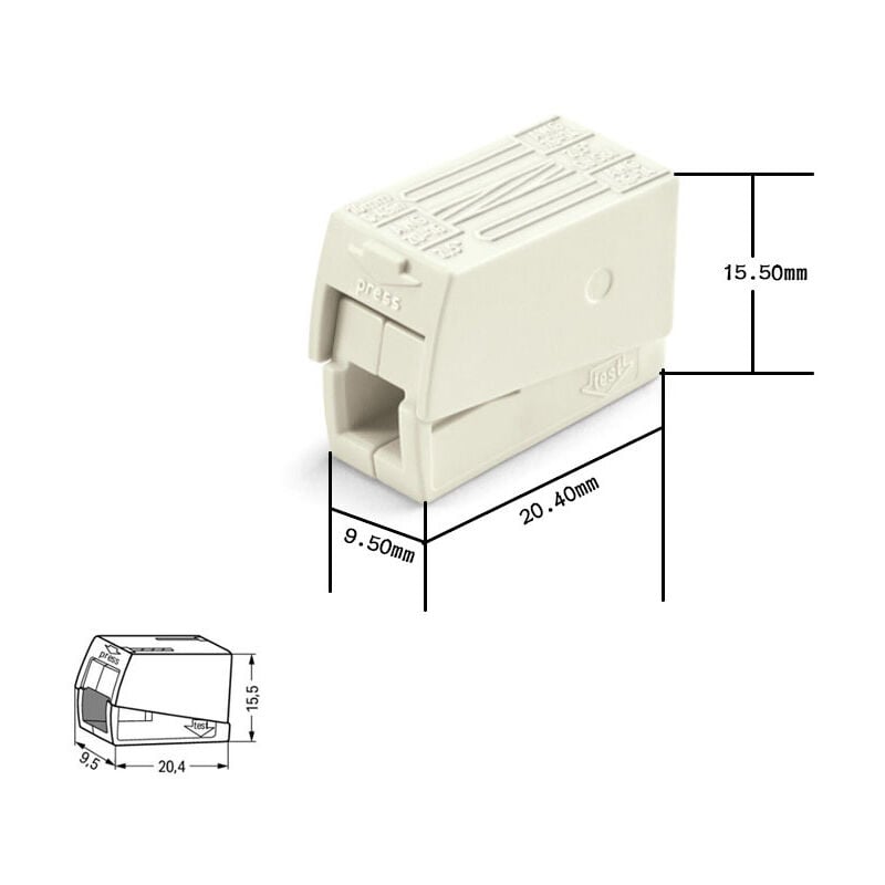 Memkey - 100 bornes pour luminaires 3 entrées 0,5-2,5MM² - 224-112