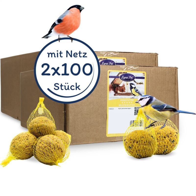 2 x 100 pcs. Lyra Pet Boulettes de mésanges avec filet à 90 g = 18 kg