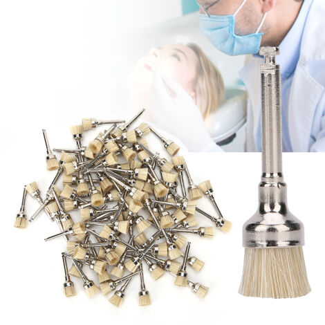 100 Brosses à Polir Dentaires en Nylon pour Prothèses Dentaires - Lot avec Boîte de Rangement