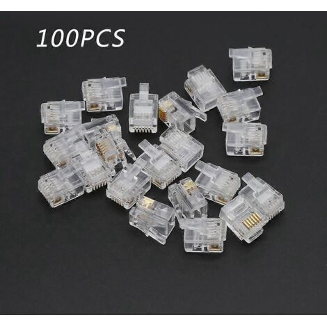 100 câbles modulaires RJ12 6P6C pour connecteurs téléphoniques principaux, fiches cristallines
