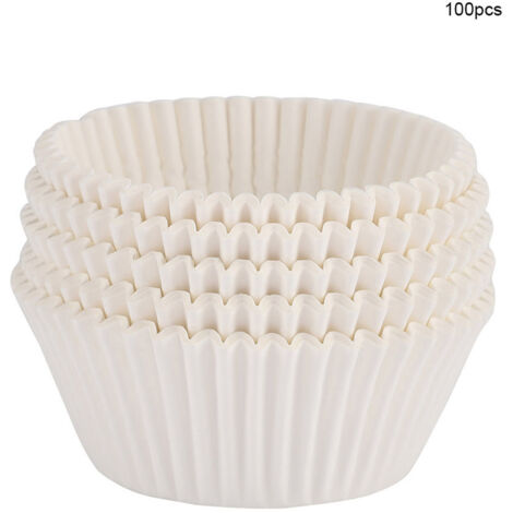 100 caissettes à mini-cupcakes rondes blanches pour la cuisson de gâteaux et muffins à la maison ou pour les fêtes.