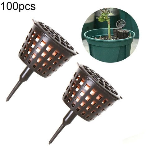 100 Cestas de Fertilizante de Plástico, Caja de Fertilizante Botánico para Parque, Contenedor de Fertilizante para Bonsái con Tapa - 6x4cm