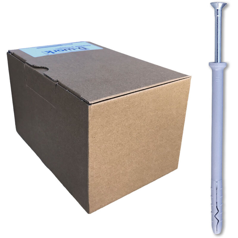 D-Work Chevilles à frapper NHS D. 8 x 120 mm avec Vis Tête Fraisée - 100 pièces - 120 mm x 8 mm - 50 mm - Tête fraisée de 10 mm - Fixation robuste