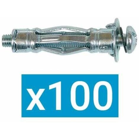 100 Chevilles "BRIK" idéale plaque de plâtre / matériaux creux D. 6 x 37 mm + Vis - Zingué