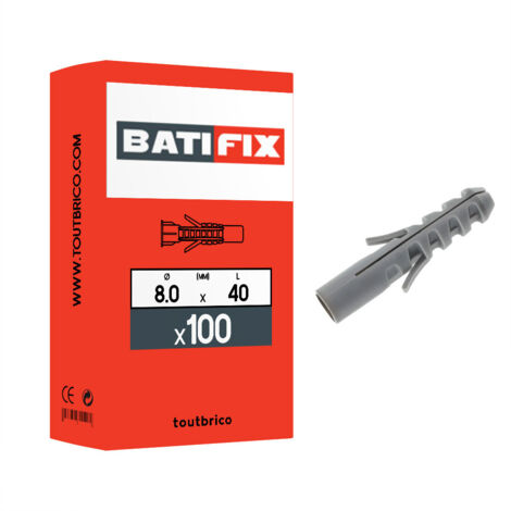 100 chevilles multimatériaux 8 x 40mm nylon - Batifix