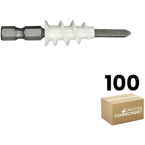 100 chevilles plastique autoforeuse RAMTWIST - Ø3 à 5 mm de vis - Longueur 25 mm - Ram
