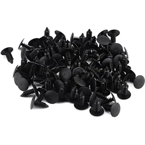 100 clip di plastica a rivetto per serrature, elementi di fissaggio e finiture per autoveicoli.