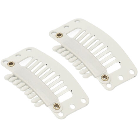 100 clips à dents pour extensions capillaires, attaches 9 dents 32 mm, blanc, fixation cheveux naturels ou postiches, multi-usages