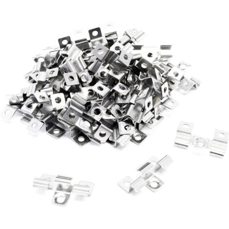 100 Clips en Acier fin – 40 x 24 x 8 mm – Hauteur de serrage 8 mm – Montage des planchers lames dalles terrasse, fixation invisible