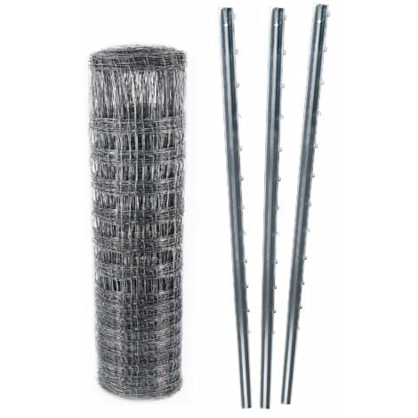 100 clôture de protection contre la faune sauvage, clôture forestière, clôture de pâturage 200/22/15 conception robuste + poteaux de clôture à profil en Z de 2,5 m de long
