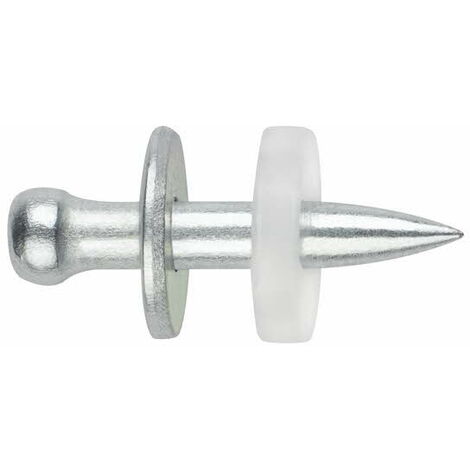 100 clous à poudre standard 3,8 x 27 mm avec rondelle double métallique + plastique 12 mm, zingué