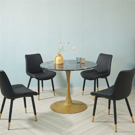 100 cm Black Table with Gold Legs