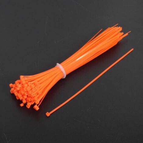 100 collier de serrage cranté nylon orange fluo 3.6x250 pour auto