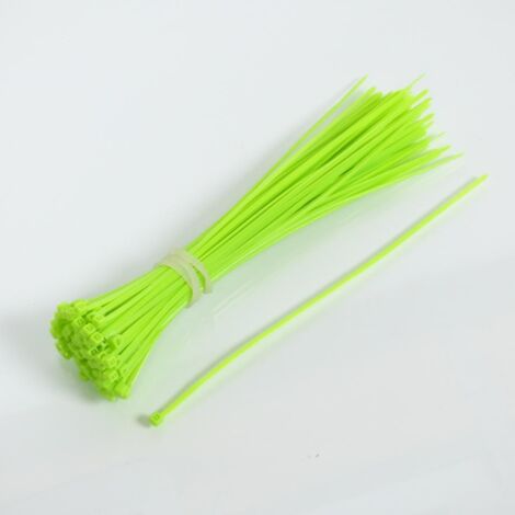 100 Collier de serrage cranté nylon vert fluo 2.5x200 pour auto