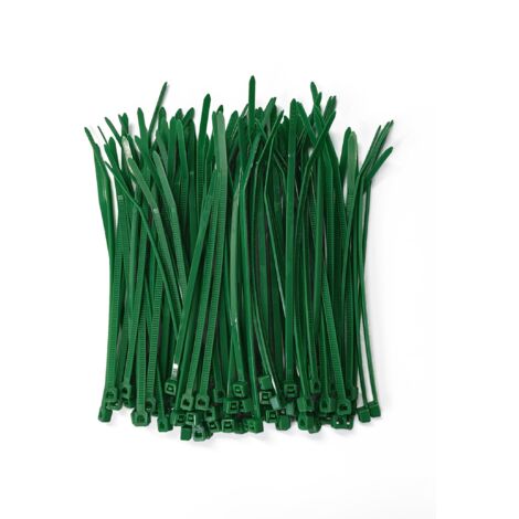100 colliers de serrage 100 x 2,5 mm, verts, flexibles et robustes, résistance à la traction de 12 kg