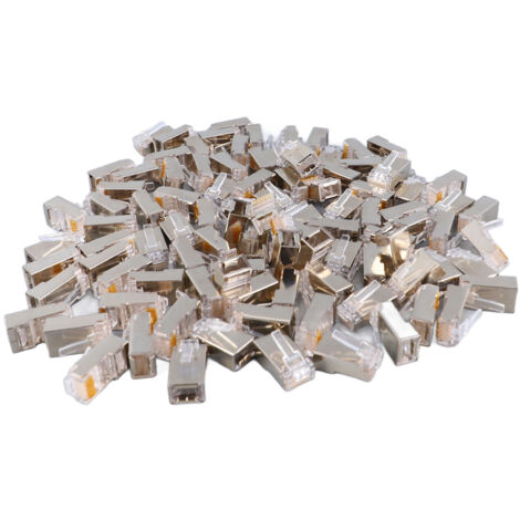 100 Connecteurs RJ45 Blindés Catégorie 6 en Métal, Kit de Jonction Haute Performance pour Câblage Réseau