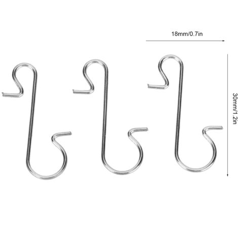 100 Crochets Métalliques en Forme de S pour Suspension Décorative, Support pour Sapin de Noël (Blanc)