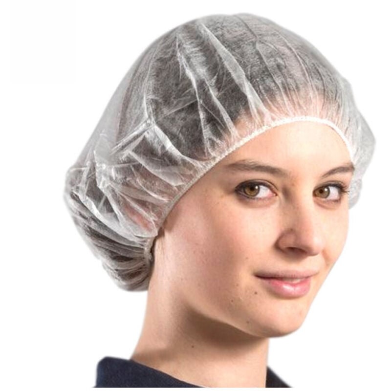 Trade Shop Traesio - 100 Cuffie Monouso In Tnt Per Capelli Con Elastico Bianche Cuffia Traspirante -