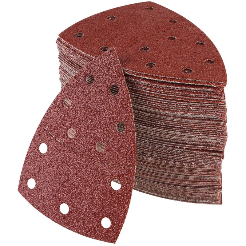 100 discos de lija por paquete, adecuados para lijadoras, dimensiones 105 mm x 152 mm, grano 180, discos de lija triangulares.