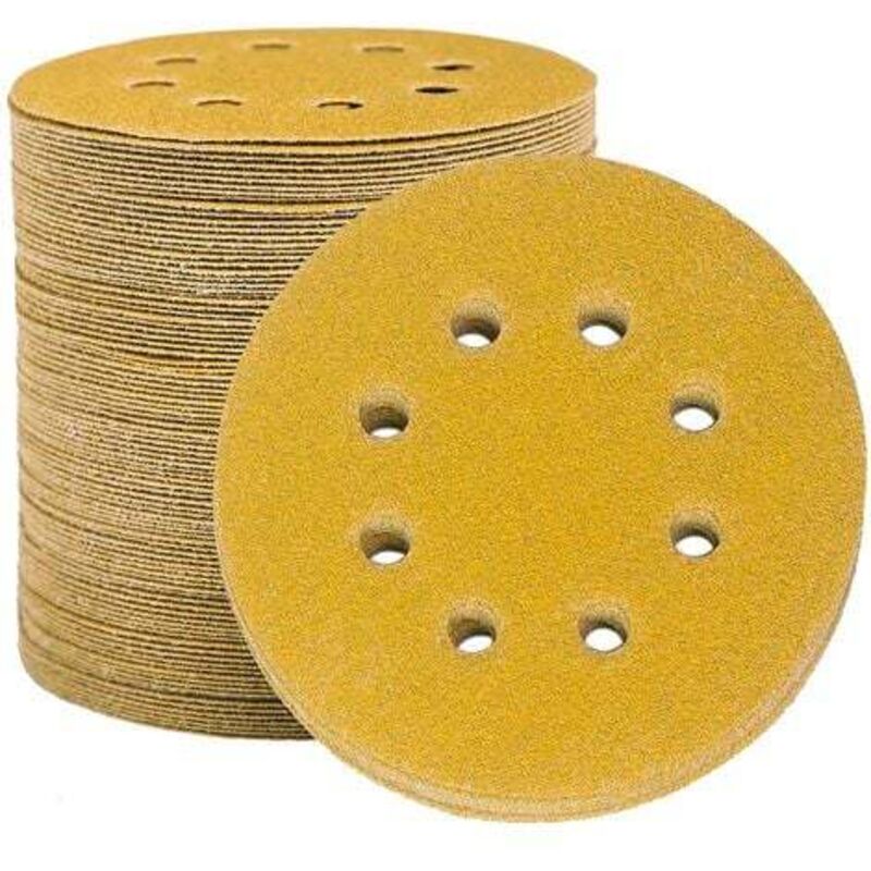 100 disques abrasifs Papier abrasif grain 125 mm pour ponceuse orbitale aléatoire
