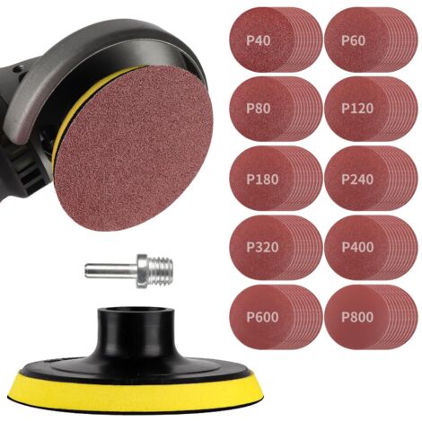 100 disques abrasifs pour meuleuse d'angle et plateau de fixation auto-agrippant de 4 pouces (filetage 5/8-11) avec adaptateur de perçage de 8 mm, accessoires pour meuleuse d'angle pour ponçage et pol