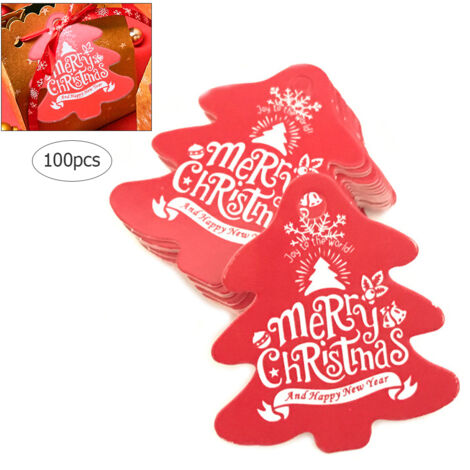 100 DIY-Geschenkanhänger aus Papier, Weihnachtsserie – Dekorative Anhänger zum Aufhängen für Verpackungen, Backwaren und Geschenkkarten (100er-Packung)