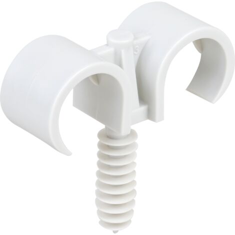 100 double clips de tube avec cheville diamètre 16mm (43435)