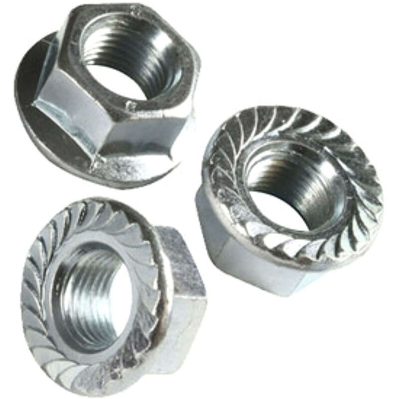 100 Écrous embases crantées DIN6923 Acier zingués Blanc M6 - 5