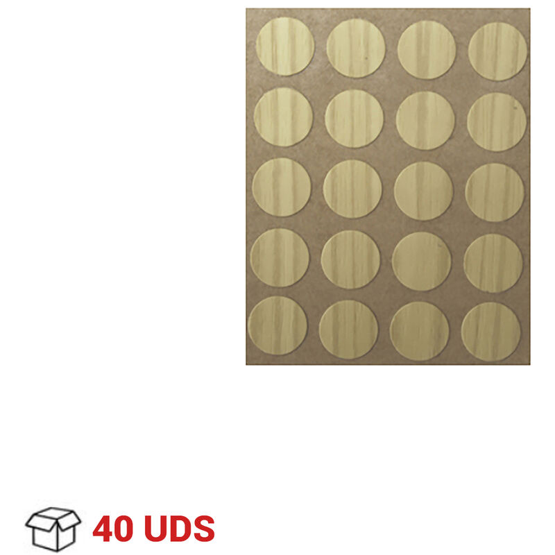 

REI - Tapones para Ocultar Tornillos | Embellecedor Tapa Tornillos | Fabricado en PVC | Acabado en Roble Natural | Medidas 12*12*0,6 mm | 40 Unidades
