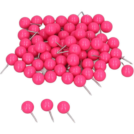 100 Épingles de Carte Décoratives en Acier et Plastique pour Tableaux Liège, 9.5x20mm Rouge Rose, Lot de 100