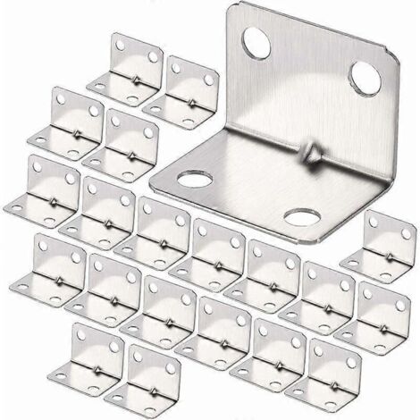 100 équerres d'angle en acier inoxydable, équerre robuste à 90 degrés, équerre à angle droit, petite équerre de fixation pour bois, équerre de renfort pour