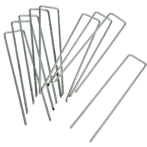 100 Erdanker Metall verzinkt u-förmig 200mmx30mm Ø3mm für Vlies und Gitter
