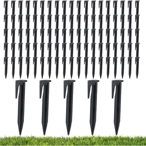 100 estacas de fijación para cables perimetrales, ganchos para cortacéspedes robóticos, estacas para cables perimetrales, soportes para cables, compatibles con Worx, Husqvarna y Gardena.